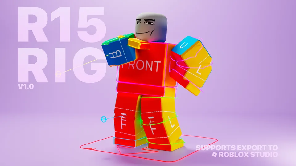 Roblox Blocky R15 RIG (Blender 4.0+) preview